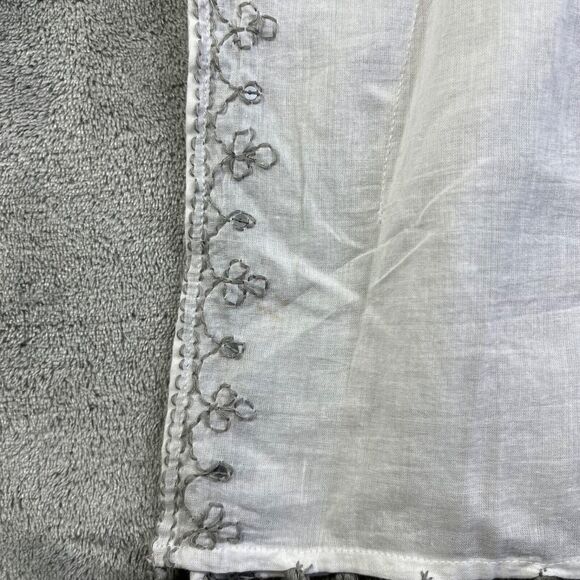 PilyQ PQ Swim Cover-Up Sz XS/S White Gray Tassel Trim Embroidered Boho Beachwear - Picture 4 of 8